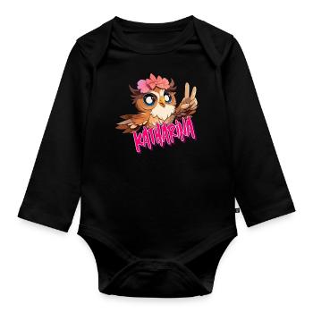 KATHARINA - Beau nom de fille avec un hibou mignon - Body Bébé bio manches longues - noir - Devant