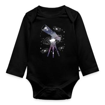 Star gazing - Organic Longsleeve Baby Bodysuit - black - Front