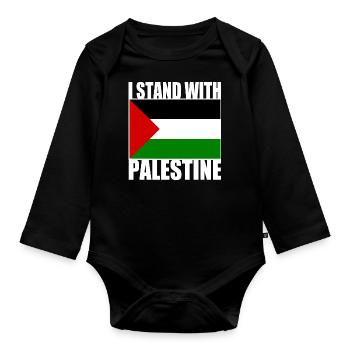 I stand with palestine - Body Bébé bio manches longues - noir - Devant