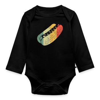 Hot Dog Adulte Vintage Rétro - Body Bébé bio manches longues - noir - Devant
