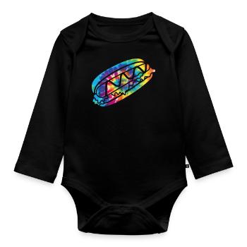 Hot Dog Adulte Tie Dye Années 90 Rétro - Body Bébé bio manches longues - noir - Devant