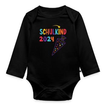 Début de l’inscription scolaire enfant scolaire 2024 - Body Bébé bio manches longues - noir - Devant
