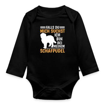 Bin bei meinem Schafpudel Altdeutscher Hütehund - Baby Bio-Langarm-Body - Schwarz - Vorne