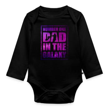 Vater Nummer eins in der Galaxis - Baby Bio-Langarm-Body - Schwarz - Vorne
