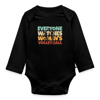 Jeder Schaut Sich Frauen-volleyball-sport An - Baby Bio-Langarm-Body - Schwarz - Vorne