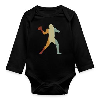 American Football Tshirt Men's Kids Football - Organic Longsleeve Baby Bodysuit - black - Front