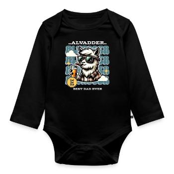 Alvadder Alpaka Papa Vater Vatertag - Baby Bio-Langarm-Body - Schwarz - Vorne