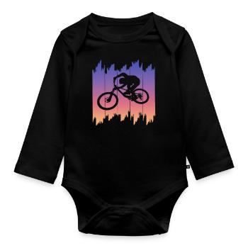 Mountainbike Downhill heizen MTB Fahrer Geschenk - Baby Bio-Langarm-Body - Schwarz - Vorne