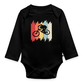Bike, Fahrrad, Downhill - Baby Bio-Langarm-Body - Schwarz - Vorne