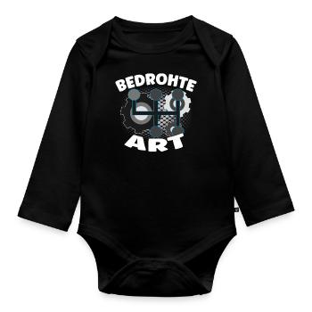 Endangered species - Internal combustion engine car design - Organic Longsleeve Baby Bodysuit - black - Front