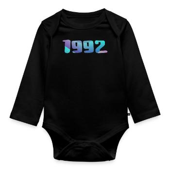 Cadeau Anniversaire 1992 Millésime 1992 Rétro 1992 - Body Bébé bio manches longues - noir - Devant