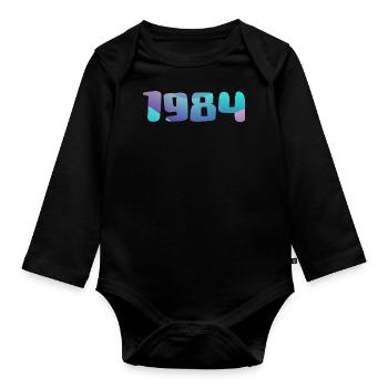 Cadeau Anniversaire 1984 Millésime 1984 Rétro 1984 - Body Bébé bio manches longues - noir - Devant