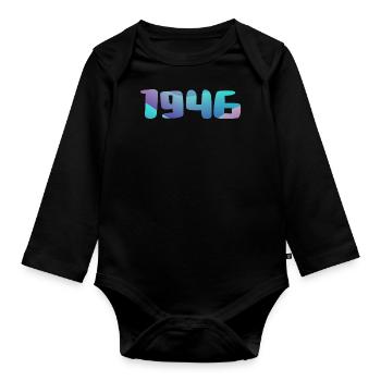 1946 Geburtstagsgeschenk Vintage 1946 Retro 1946 - Baby Bio-Langarm-Body - Schwarz - Vorne