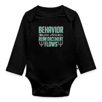 School Psych Behavior Goes Where Psychotherapist - Baby Bio-Langarm-Body - Schwarz - Vorne