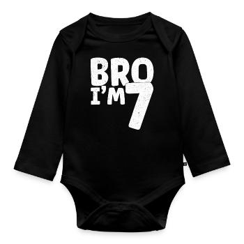 Frère, j’ai sept ans - Body Bébé bio manches longues - noir - Devant