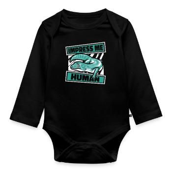 Impress Me Lézard à crête humaine Gekkota Léopard - Body Bébé bio manches longues - noir - Devant