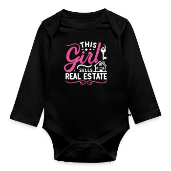 Realtor - Organic Longsleeve Baby Bodysuit - black - Front