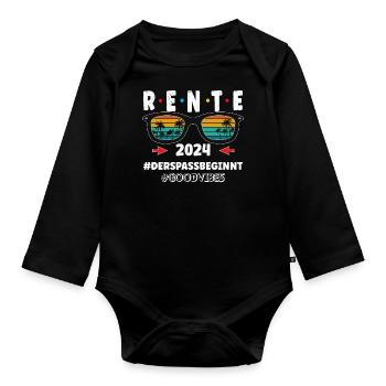 Retirement 2024 - the fun begins - Organic Longsleeve Baby Bodysuit - black - Front
