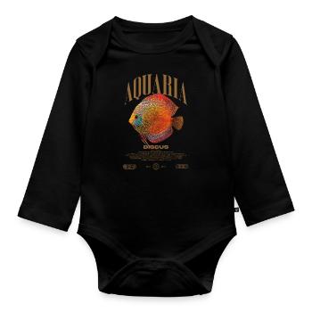 Diskus-Buntbarsch Fish Keeper Moderne Streetwear - Baby Bio-Langarm-Body - Schwarz - Vorne
