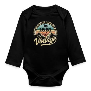Original Jahrgang 1951 Geburtstagsgeschenk 1951 - Baby Bio-Langarm-Body - Schwarz - Vorne