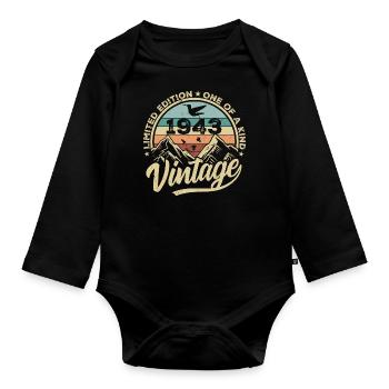 Original Jahrgang 1943 Geburtstagsgeschenk 1943 - Baby Bio-Langarm-Body - Schwarz - Vorne