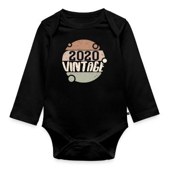 Vintage 2020 Cadeaux rétro 2020 millésime 2020 - Body Bébé bio manches longues - noir - Devant
