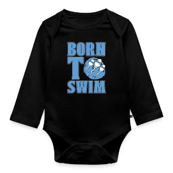 Nageur Né pour nager Sports nautiques Plongée Natation - Body Bébé bio manches longues - noir - Devant