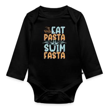 Nageur Manger des pâtes Natation Fasta Sports nautiques Natation - Body Bébé bio manches longues - noir - Devant