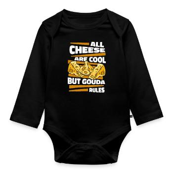 Tous les fromages sont cool, mais le gouda règle le queso - Body Bébé bio manches longues - noir - Devant