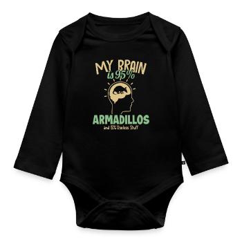 My Brain is 95% Armadillos Pink Fairy Cingulata - Organic Longsleeve Baby Bodysuit - black - Front