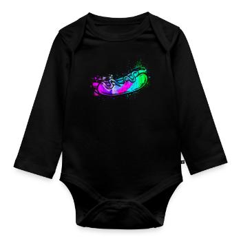 Hot Dog Adult Watercolor - Baby Bio-Langarm-Body - Schwarz - Vorne