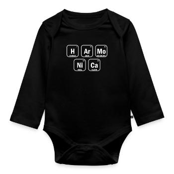 Mundharmonika-Periodensystem der harmonischen Elemente - Baby Bio-Langarm-Body - Schwarz - Vorne