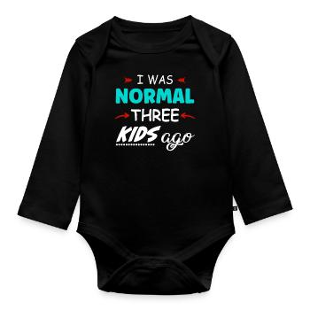 J’étais normal il y a 3 enfants - Body Bébé bio manches longues - noir - Devant