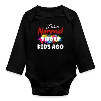 J’étais normal il y a 3 enfants - Body Bébé bio manches longues - noir - Devant