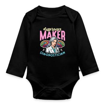 School Psych Difference Maker School Counselor - Baby Bio-Langarm-Body - Schwarz - Vorne