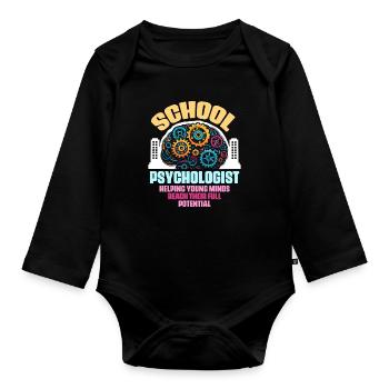 School Psychologist Helping Young Minds Counseling - Organic Longsleeve Baby Bodysuit - black - Front