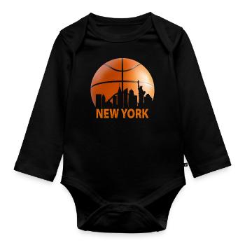 Horizon de basket-ball vintage de New York - Body Bébé bio manches longues - noir - Devant