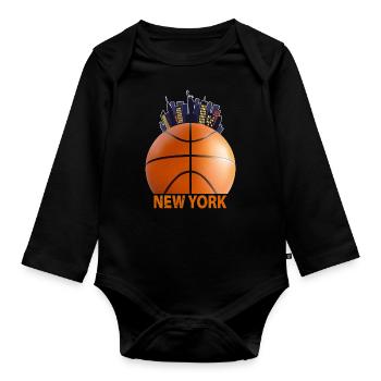Horizon de basket-ball vintage de New York - Body Bébé bio manches longues - noir - Devant
