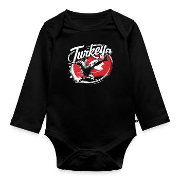 Turkey Gift Turkey Football Soccer Europe Turk - Organic Longsleeve Baby Bodysuit - black - Front