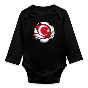 Turkey Gift Turkey Football Soccer Europe Turk - Organic Longsleeve Baby Bodysuit - black - Front