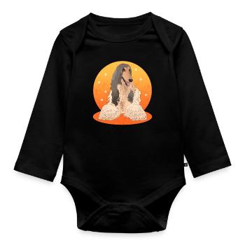 Afghan Greyhound Dog Dog Owner Gift - Organic Longsleeve Baby Bodysuit - black - Front