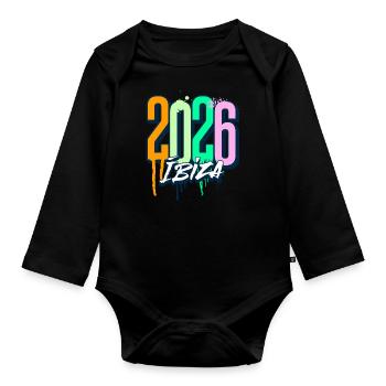 2026 Ibiza - Body Bébé bio manches longues - noir - Devant