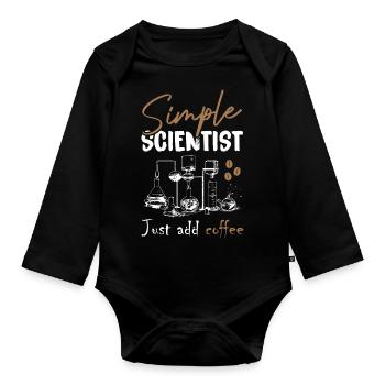 Simple Scientist Just Add Coffee - Baby Bio-Langarm-Body - Schwarz - Vorne