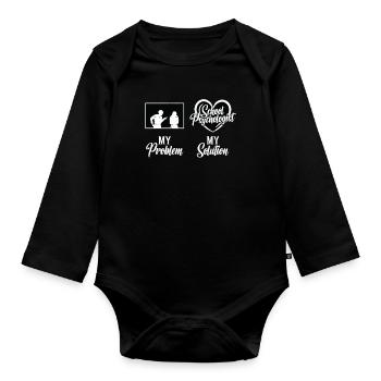 School Psych My Problem My Solution Pictogram Mom - Baby Bio-Langarm-Body - Schwarz - Vorne