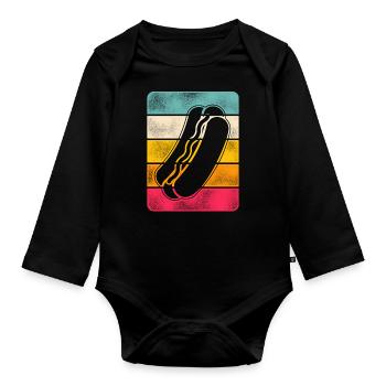 Hot Dog Adulte Rétro Vintage - Body Bébé bio manches longues - noir - Devant