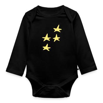 vier gelbe sterne stern symbol form - Baby Bio-Langarm-Body - Schwarz - Vorne