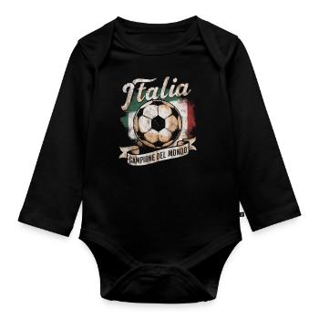 Maillot Italie 2024 Italie Italie Rome Turin Milan - Body Bébé bio manches longues - noir - Devant