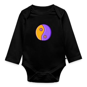 Bitcoin BTC Yin Yang Symbol - Baby Bio-Langarm-Body - Schwarz - Vorne