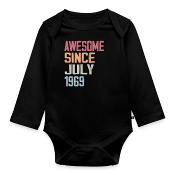 Juillet 1969 Cadeau Anniversaire Juillet 1969 - Body Bébé bio manches longues - noir - Devant