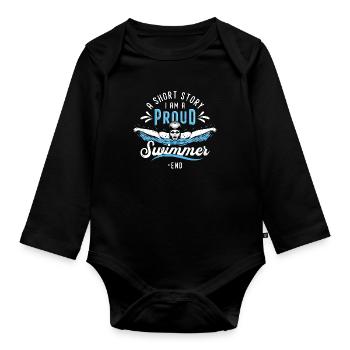 Swimmer A Short Story I Am A Proud Swimming Coach - Organic Longsleeve Baby Bodysuit - black - Front
